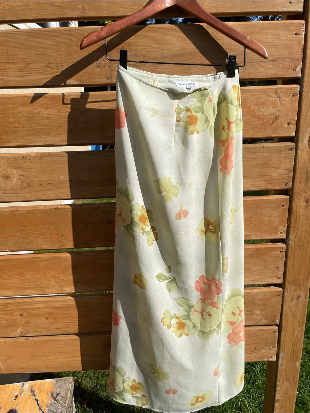 Vintage 90s N.O.E. Sage Watercolor Floral Maxi Skirt - 1/2 (XS/S) made in USA